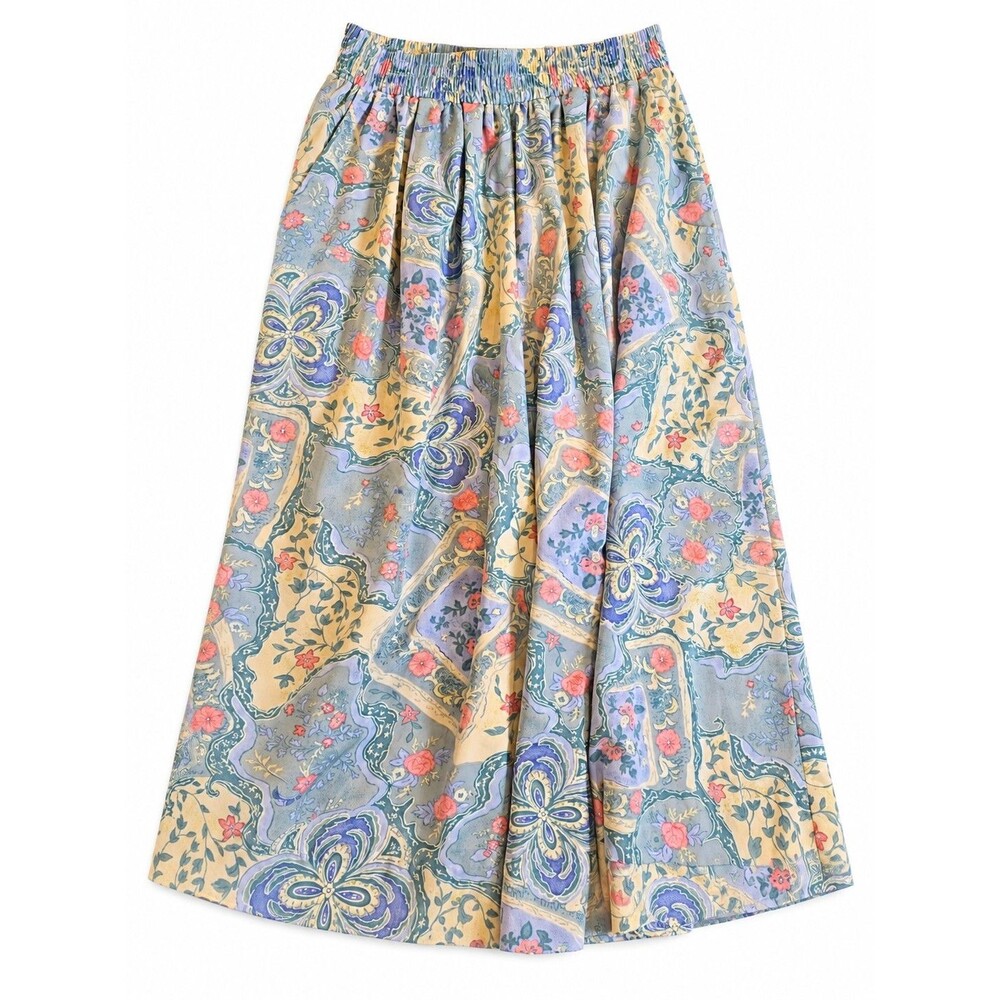Vintage 90s Womens 12P Pastel Floral Wide Leg Palazzo Pants Boho Cottagecore